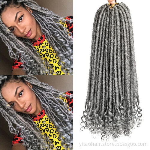 Wholesale Silver Gray Synthetic Braiding Hair Extensions Dreadlocks  Brown Red Soft Straight Faux Locs Crochet Braids Hair
